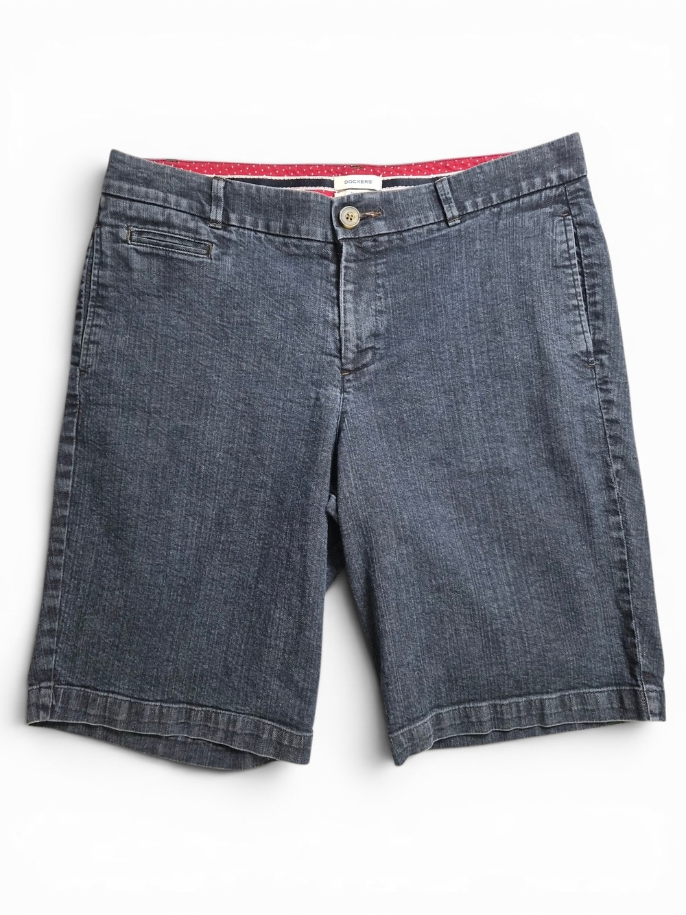 Dockers Favorite Fit Women's Blue Stretch Shorts 10 Preppy Coastal Summer Casual